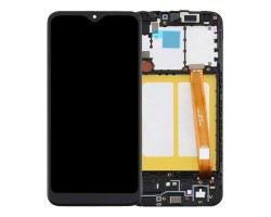 Kijelző érintőpanel LCD Samsung Galaxy A20e (SM-A202F) (GH8220186A kompatibilis) OEM fekete komplett kerettel